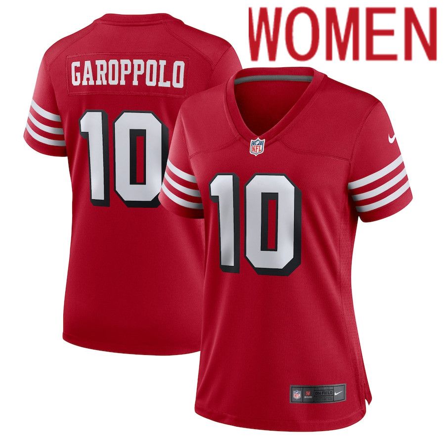 Women San Francisco 49ers #10 Jimmy Garoppolo Nike Scarlet Alternate Game NFL Jersey->women nfl jersey->Women Jersey